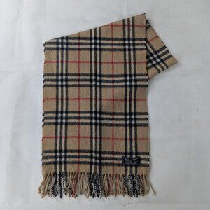 Authentic Burberry Lambswool Check Scarf Beige Unisex